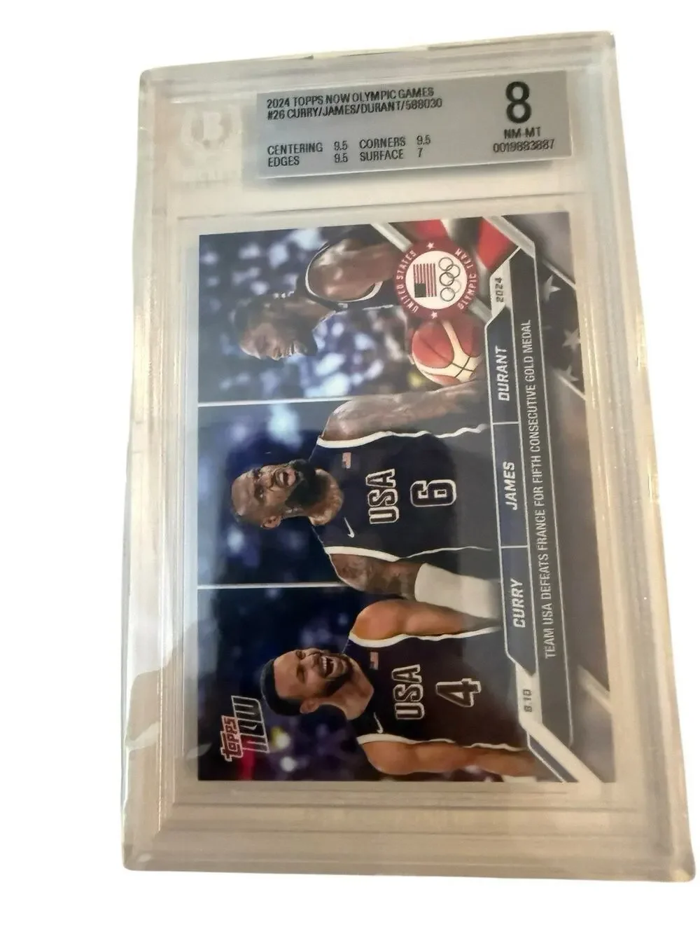 2024 Topps Now Olympic Games #26 Curry Durant Lebron James Beckett 8 Near Mint